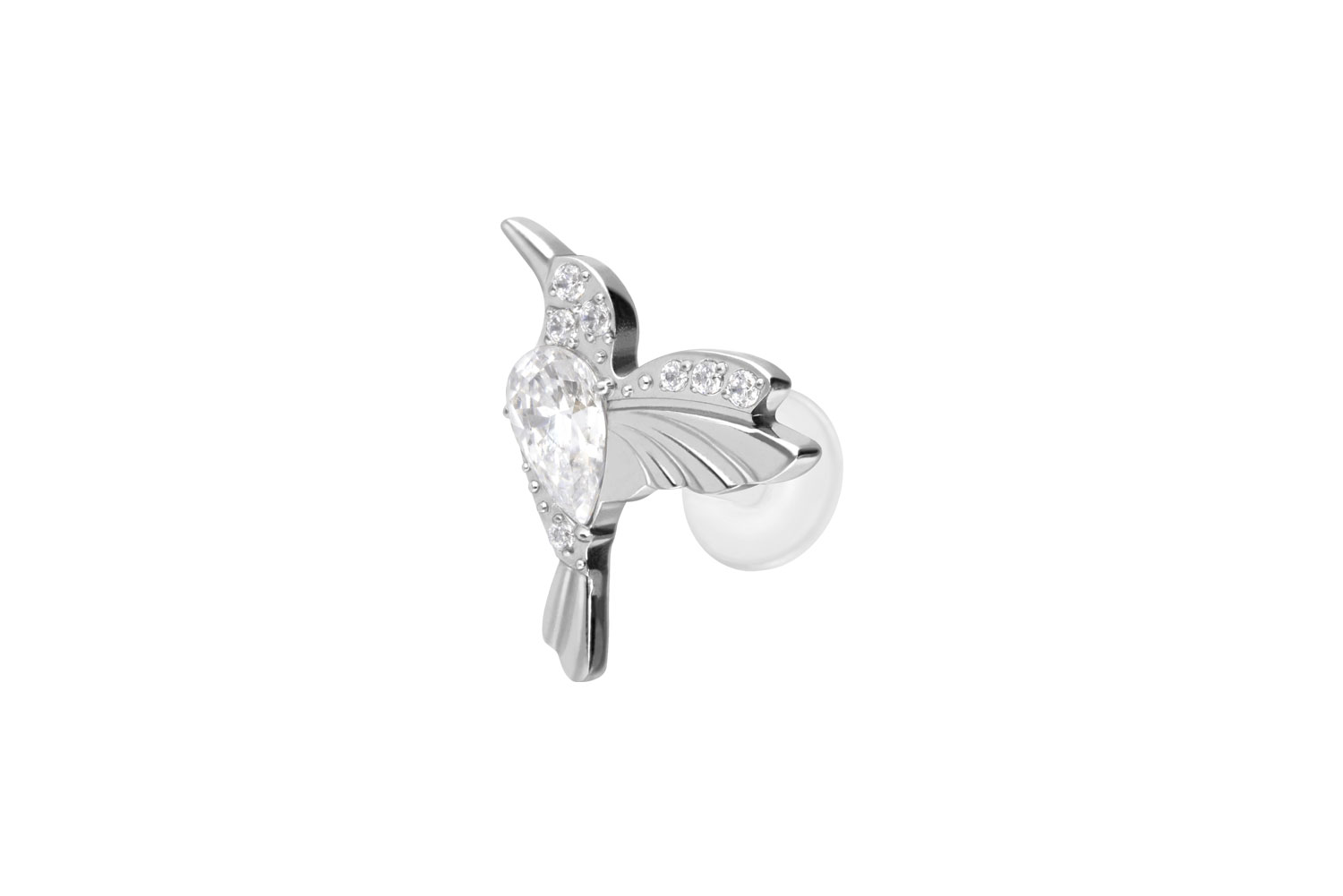 PTFE Labret Piercing mit Innengewinde + Titan-Aufsatz KOLIBRI